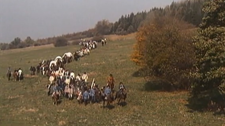 Príchod slovenských dobrovoľníkov na slovensko-moravskú hranicu v rámci prvej dobrovoľníckej výpravy na jeseň 1848 (seriál Štúrovci).